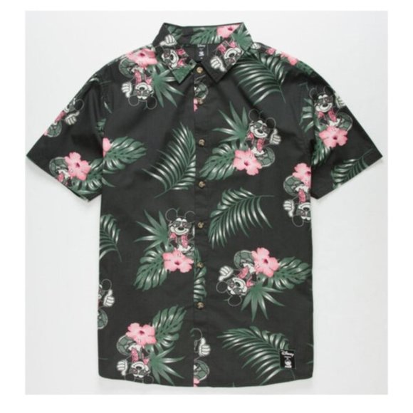 Disney x NEFF Men's Button Up Hawaiian Tropical Floral Camp Shirt Size M NWT - Picture 1 of 8